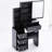 Left Bedside Cabinet Vanity With Comfortable Seat & Touchable Sliding Led Mirror, Variable Brightness And Switching, Black , American Design Small Size Table Adjustable Three Color Options, Cushioned