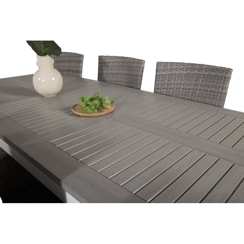 Jayesh 8 - Person Patio Dining Set with Extendable Rectangular Table , Cushions Included
