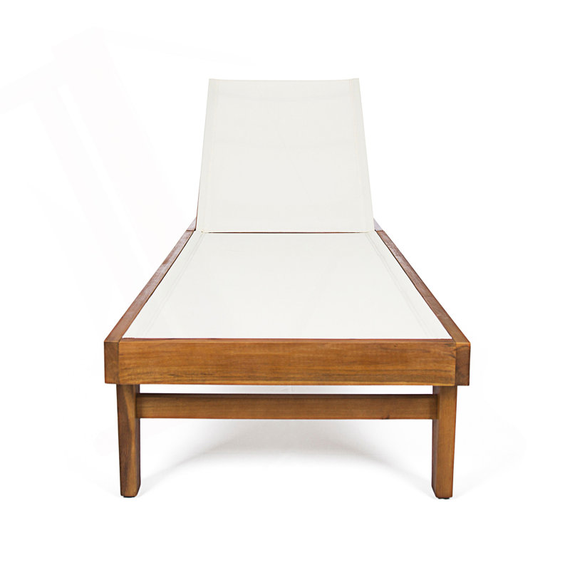 Summerland Chaise Lounge, White, Teak