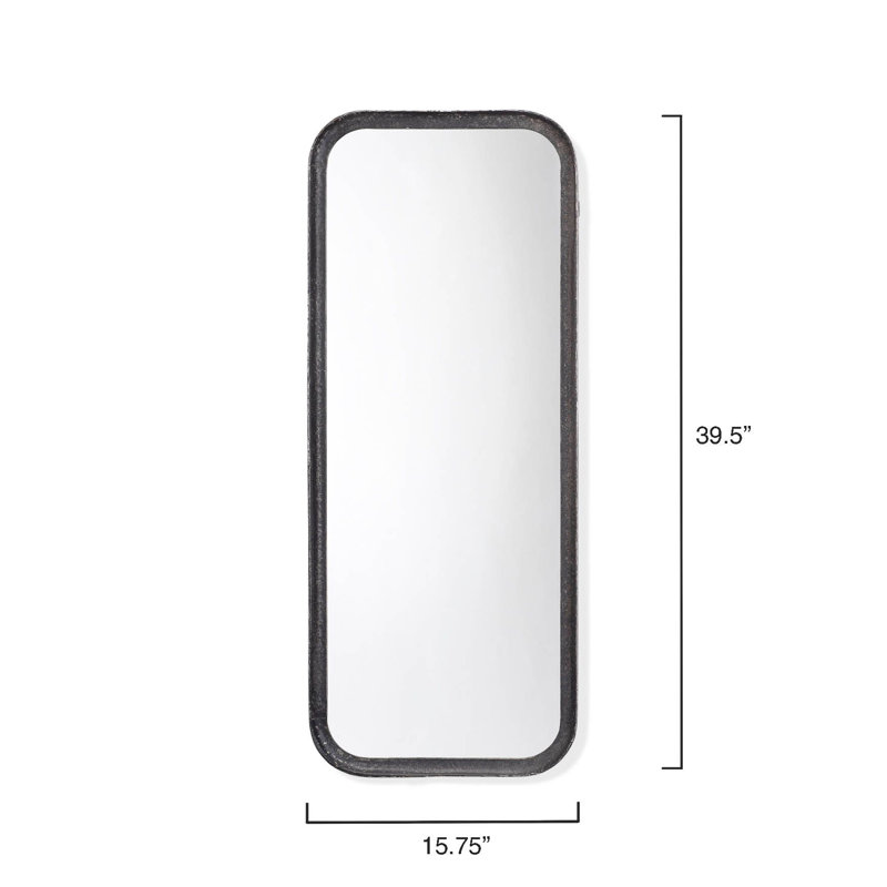 Iron Rectangle Mirror, 35.5" x 15.75", Distressed Black