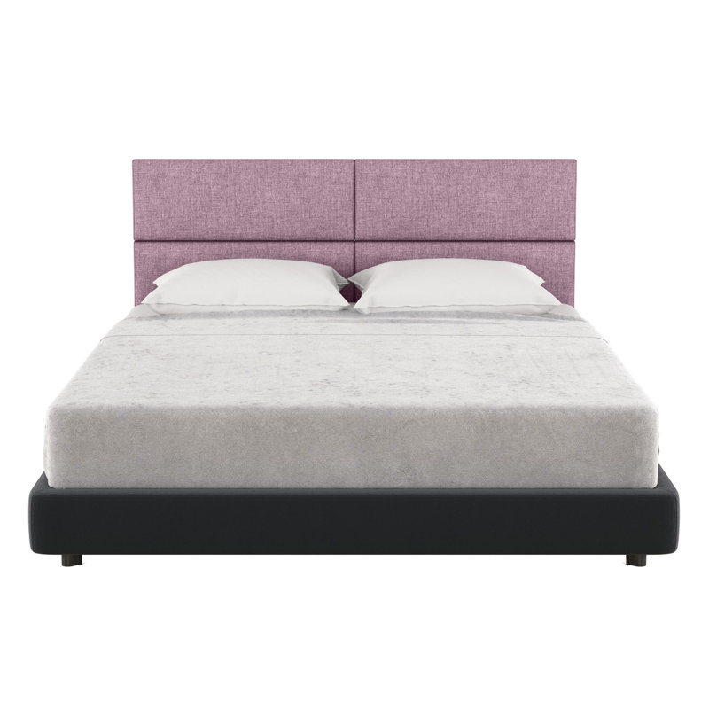 Panelist Modern Padded Headboard - Set of Wall Mounted Panels, Plum Microvelvet, Queen (11.25"H x 30"W, Set of 4)