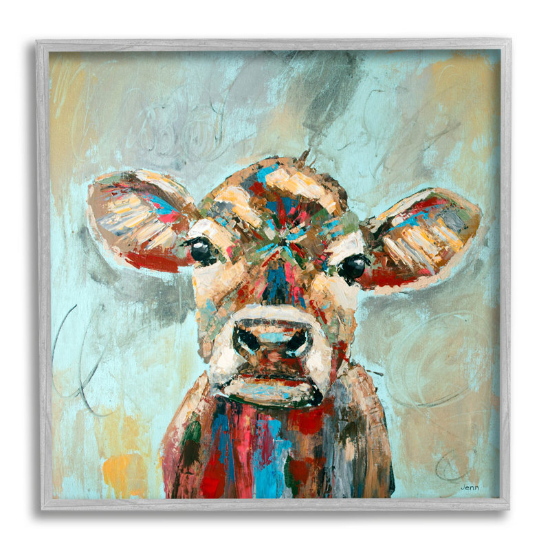 Vache brossée, art de giclée par Jen Seeley, H 17 po x l 17 po x P 1,5 po, Estampe numérique Farmhouse
