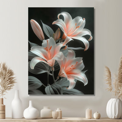 White And Pink Garden Lily Crystal Photo II - Lilies Wall Decor