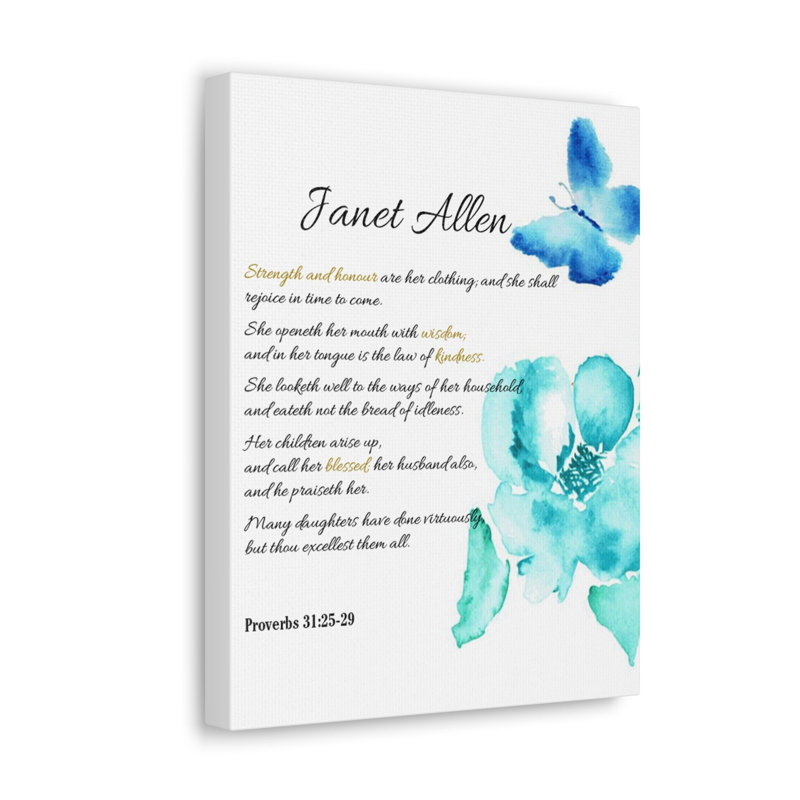 She is Strong Proverbs 1 Piece Wall Art on Canvas, 24cm H x 18cm W x 1.25cm D