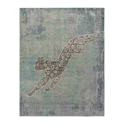 Distressed Homage Hand Knotted Wool Animal Print Area Rug