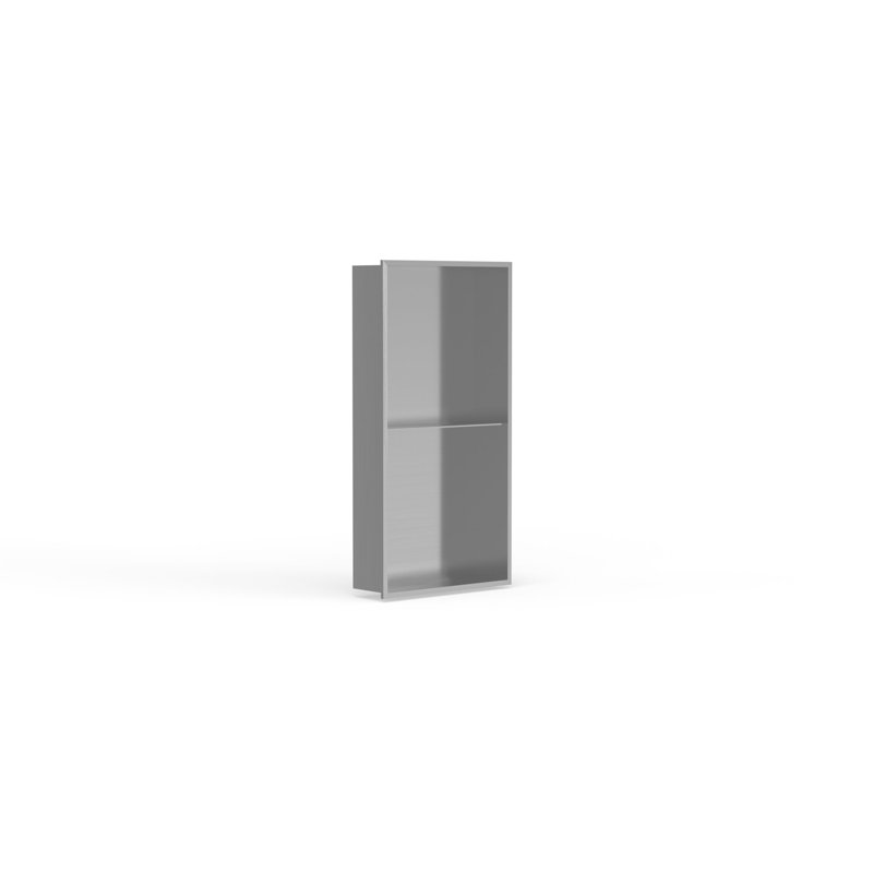 Niche de douche encastrée Badeloft l 12,6 po x H 24,4 po NS-02-BS en acier inoxydable brossé, Acier brossé