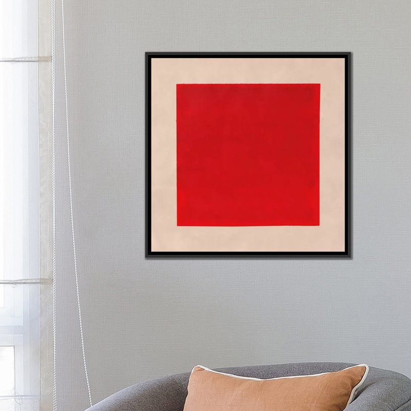 Albree Modern Square, impression sur toile, H 26 po x l 26 po x P 1,5 po, Toile avec cadre flottant noir, Pas de tapis