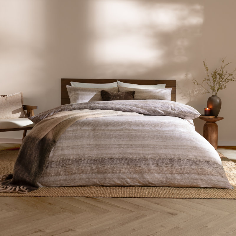 Swift Cotton Blend No Pattern Duvet Cover Set with Pillowcases, Double Duvet Cover Set + 2 Standard Pillowcases, Beige