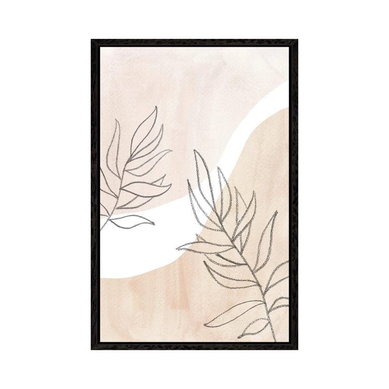 Neutral Plants II by Whales Way - Painting on Canvas, 66.04cm H x 45.72cm W x 3.81cm D, Black Framed