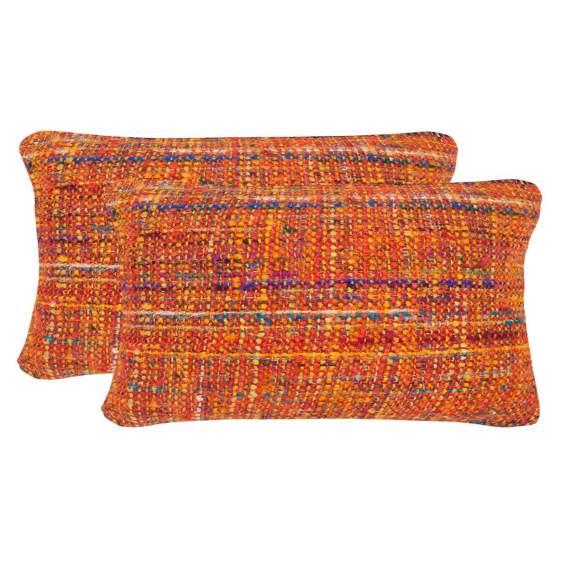 Embroidered Silk Throw Pillow, Orange Candy