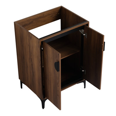 Meuble-lavabo de salle de bain 24 po sans comptoir, armoire simple moderne, 2 portes, bois d'ingénierie, lavabo supérieur avec installation et entretien simples, unité de rangement avec portes. - Facile à manipuler. Américain