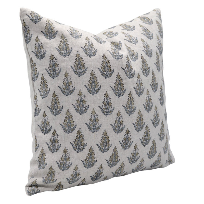 Housse de coussin d'intérieur / extérieur Floral Linen, H 24 po x l 24 po, Kanak Buti Floral, Carré