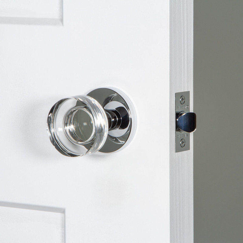 Viaggio Circolo Rosette Privacy (Bed & Bath) With Circolo Crystal Knob, 2.38", Bright Chrome, Circle
