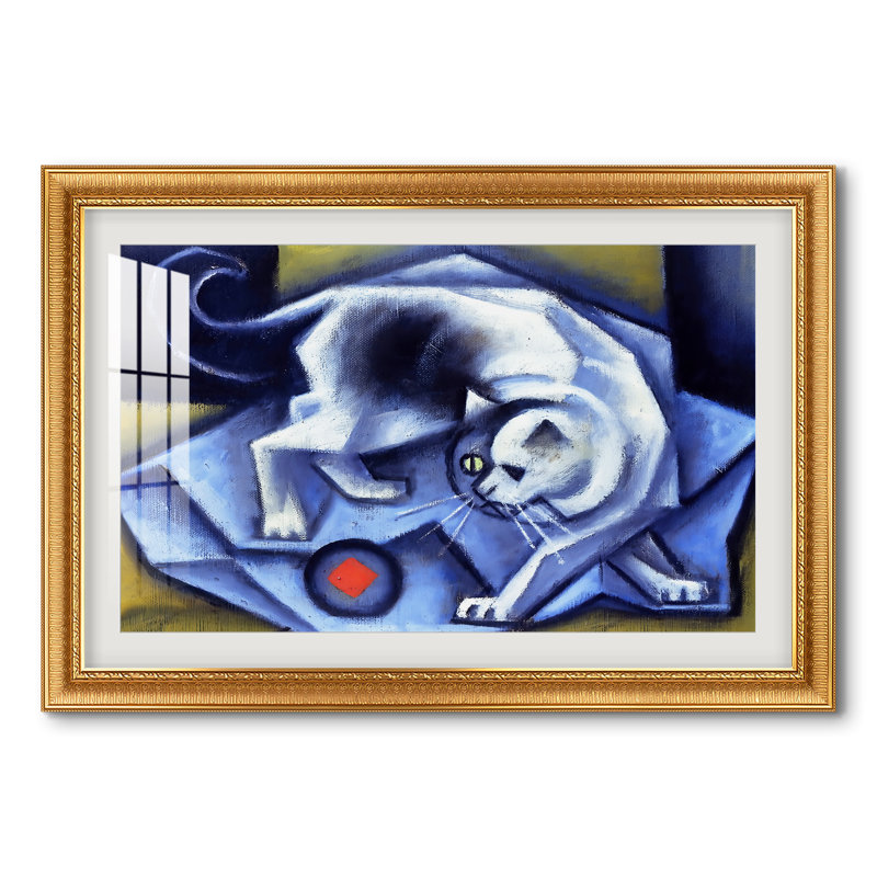 Le Chat blanc (Der weiÃŸe Kater), 1912 - Jean Metzinger - Estampe encadrée sur mesure, 28 po x 40 po, Or vénitien orné