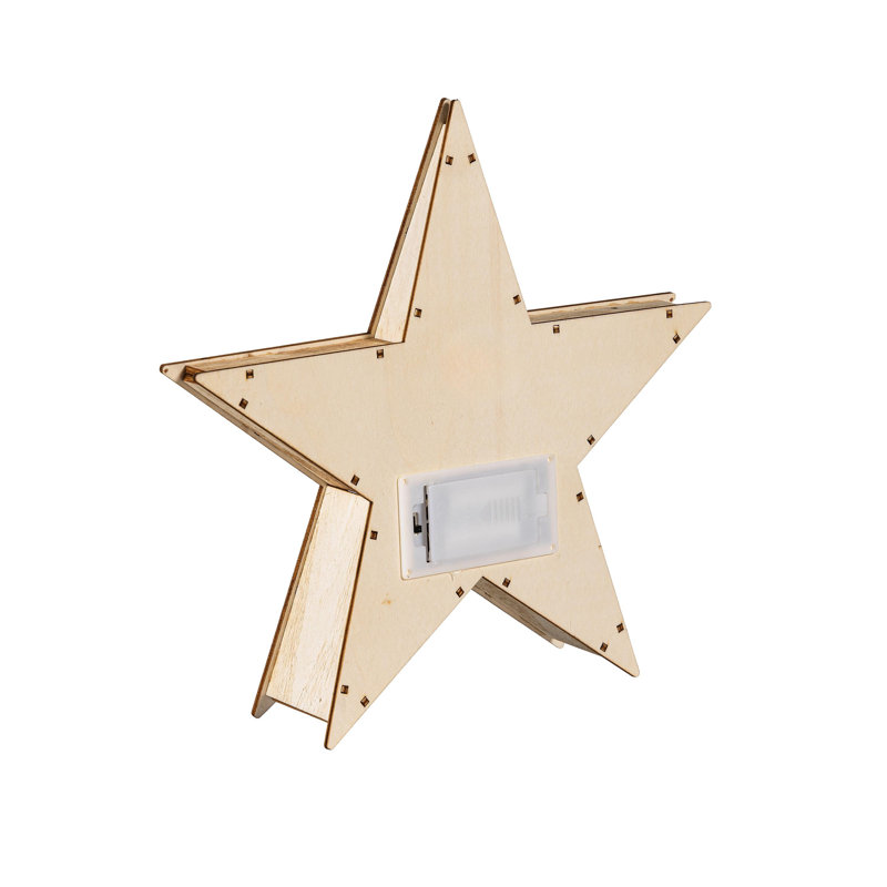 Décoration de table DEL en bois étoile, 10,4 po H