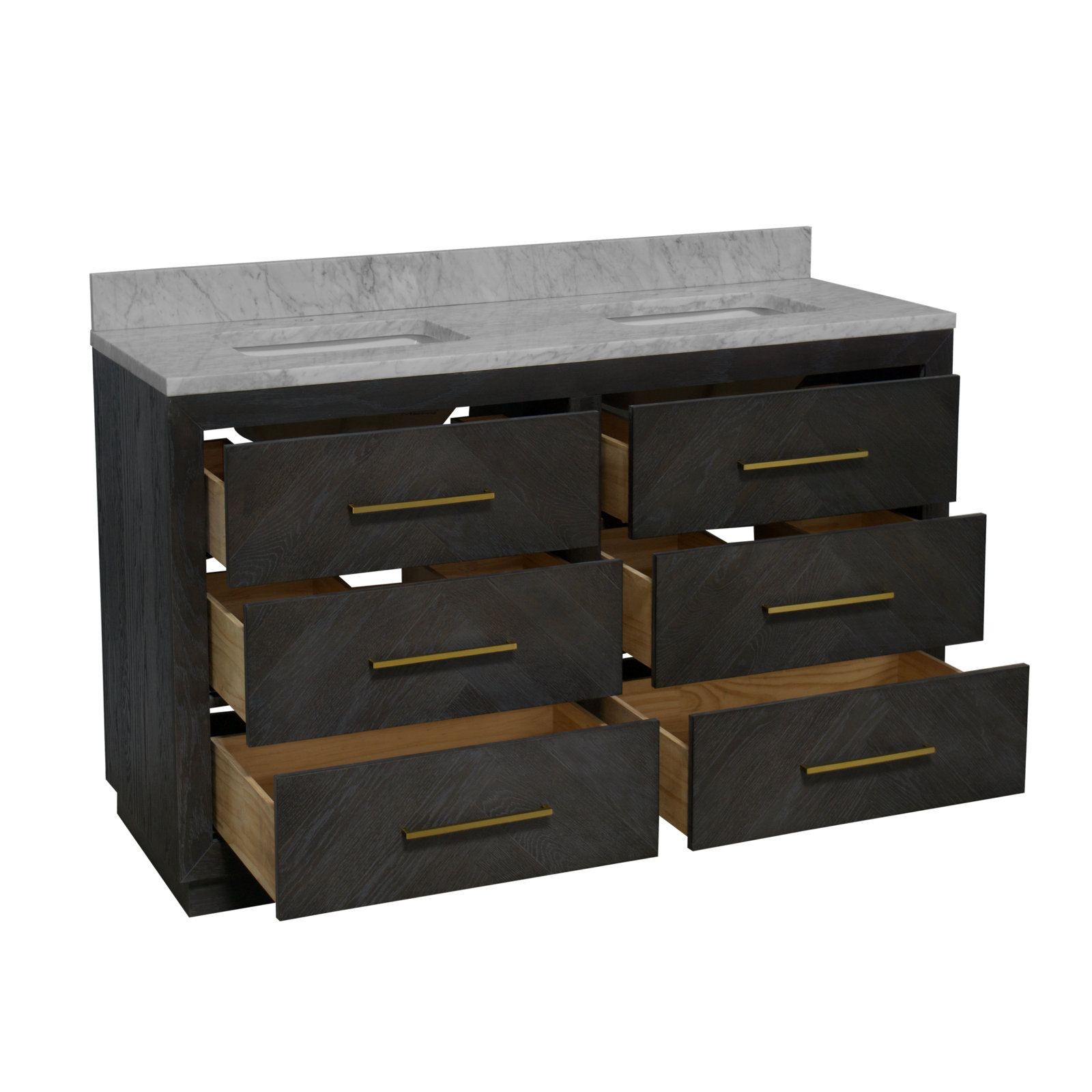 Rumalda 60'' Double Bathroom Vanity, Dark Oak