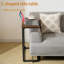 Table de bout en C avec design coulissant, table d'appoint peu encombrante pour le salon, la chambre à coucher, structure en métal durable et pieds réglables, finition brun rustique