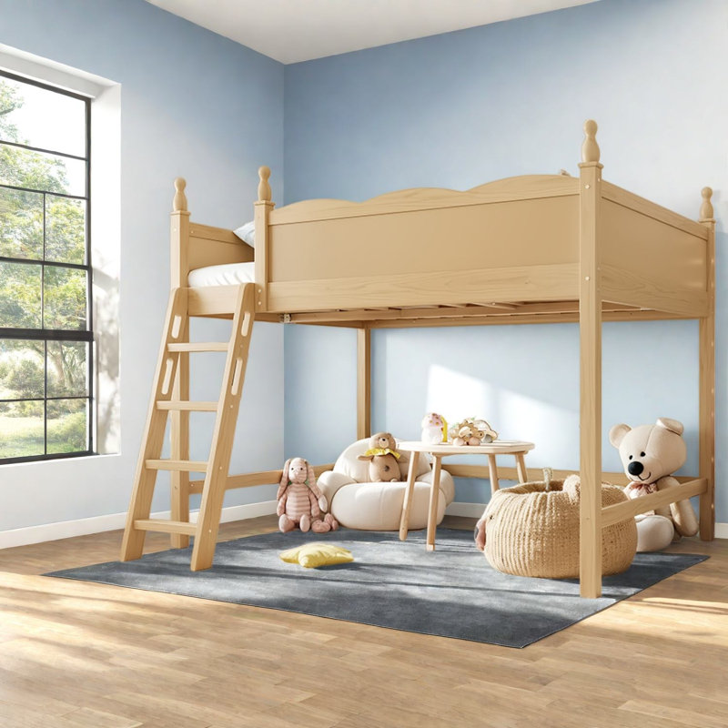 Lit mezzanine double peu encombrant, rangement en bois aggloméré moderne pour la maison
