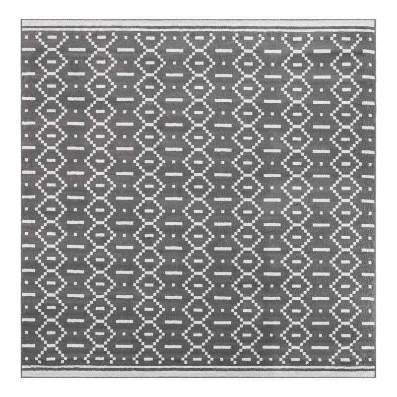 Tapis Ivy Bronx Begna Nathanyl gris, Carré 10 pi