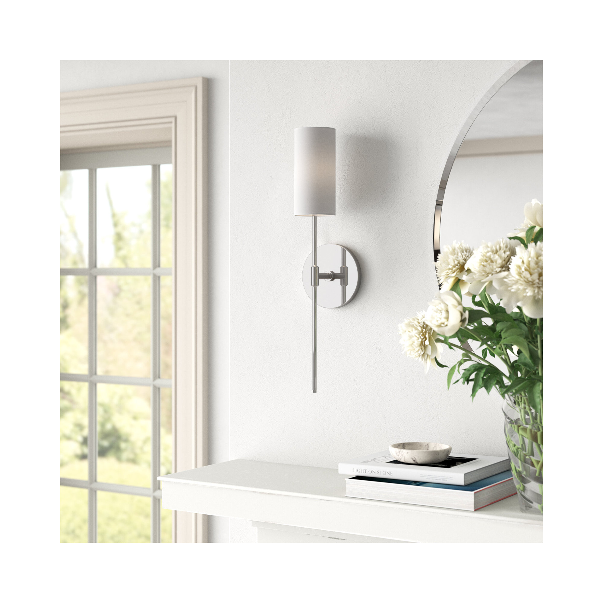 Single Light Dimmable Wallchiere, Polished Nickel