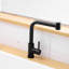 Robinet de cuisine noir mat avec robinet rétractable - Aspect polyvalent pour lavabo de salle de bain avec robinet escamotable à poignée simple