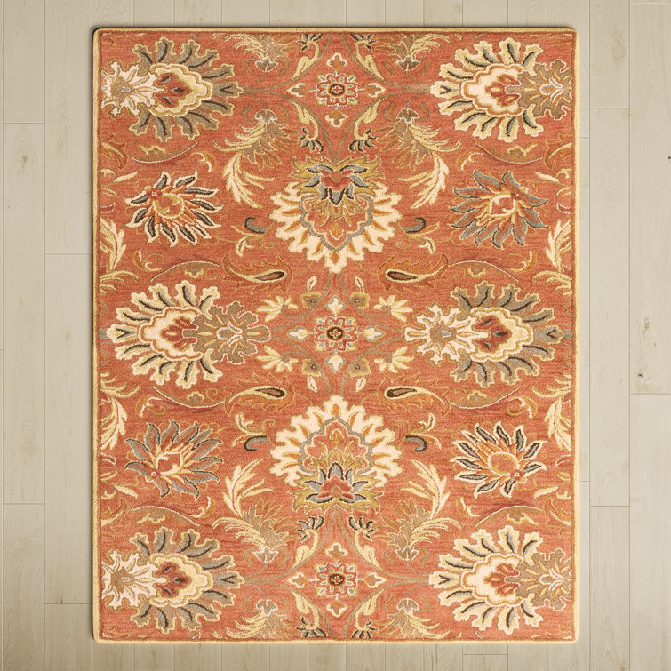 Aaron Oriental Hand-Tufted Wool Terracotta/Orange/Dusty Sage Area Rug