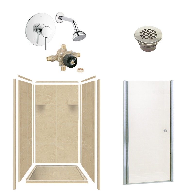 36'' W 36'' D Shower Base, Almond Sky