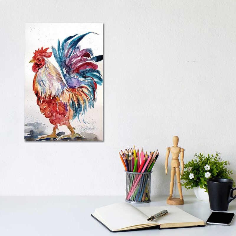 Rooster In The Yard II 1 Piece Wrapped Canvas Wall Art, 20.32 cm H x 30.48 cm W