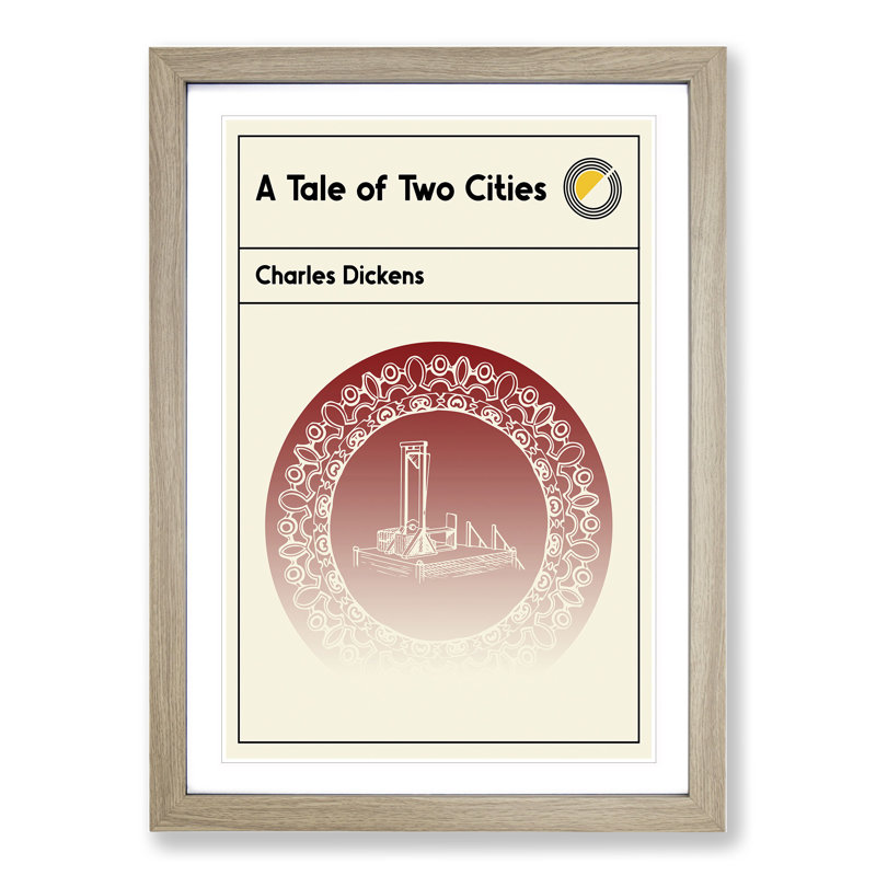 Book Cover a Tale of Two Cities Charles Dickens - Picture Frame Graphic Art, 65cm H x 48cm W x 2cm D, Oak