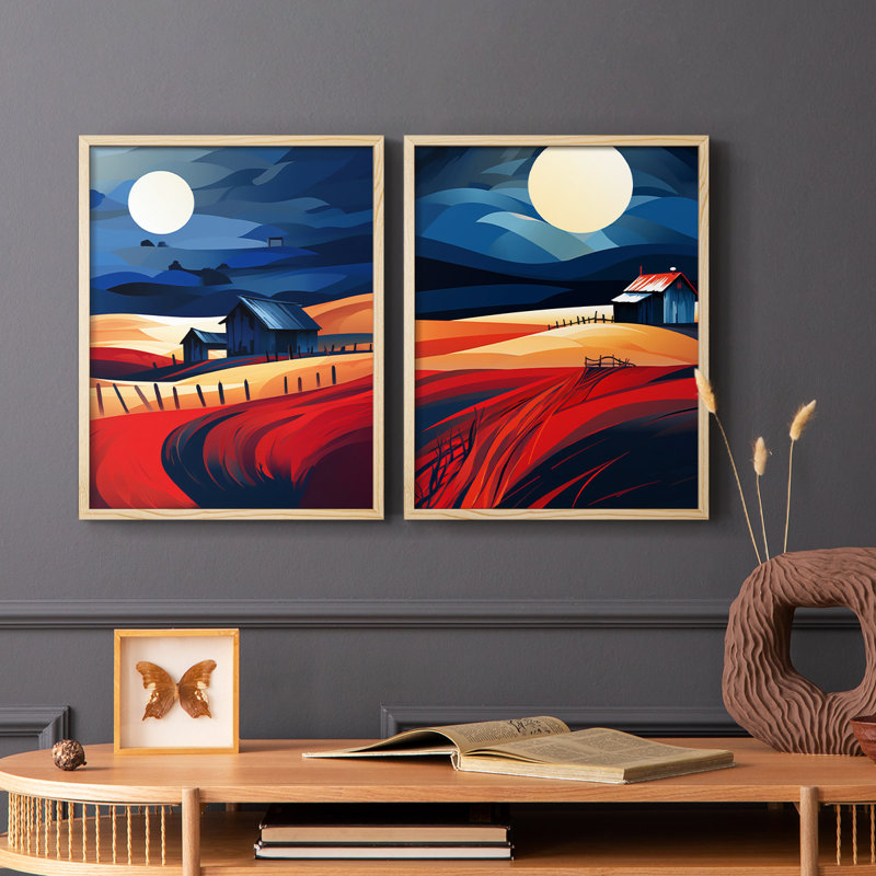 «LANDSCAPES Series CXIV», reproduction encadrée de qualité supérieure - prête à être accrochée - aucun clou requis - aucun clou requis