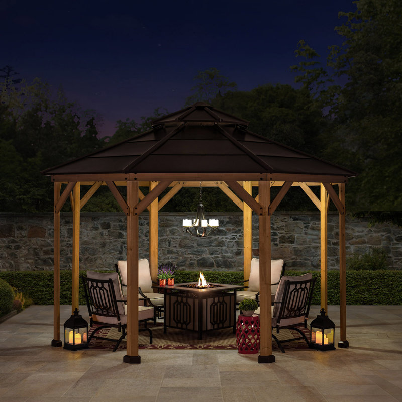 Cedar Wooden Gazebo EGGI - 3.96m x 3.96m, Anthracite, Black