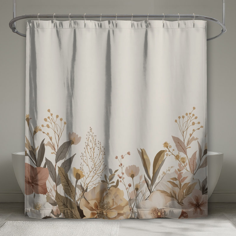 Rideaux de douche beige à motif floral extra longs, 70in W x 72in H