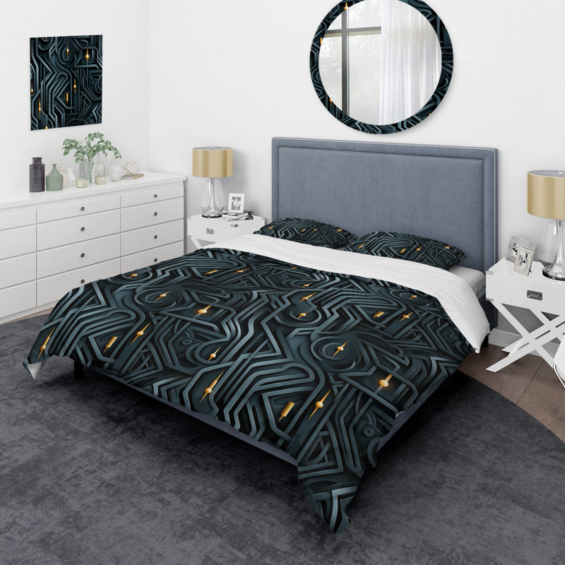 Ensemble de housse de couette Black Enigmatic, Housse de couette simple + 1 taie décorative stan