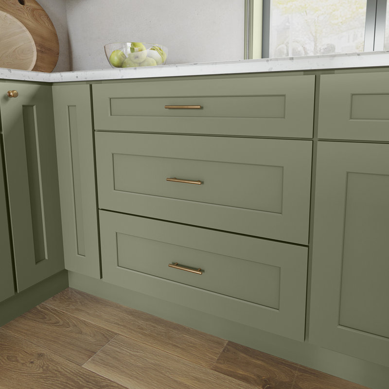 Armoire de cuisine en bois massif prête à assembler, 30", Vert sauge