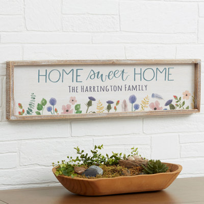 Art textuel sur bois Home Sweet Home - cadre flottant
