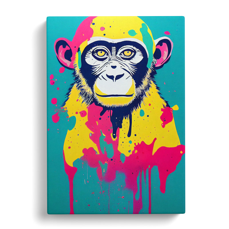 Paint Drip Monkey No.5 - Wrapped Canvas, 76cm H x 50cm W x 3cm D