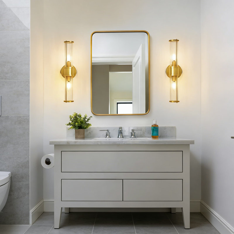 Applique murale moderne en or moderne - Éclairage de meuble-lavabo industriel pour salle de bain et chambre à coucher, lampe murale haut et bas avec base E12 (ampoule non incluse)