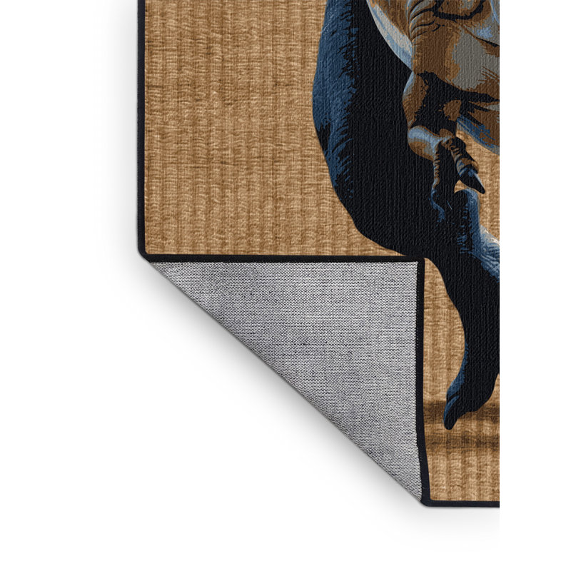 Tapis brun dinosaures lavable à la machine, Carré 3 pi