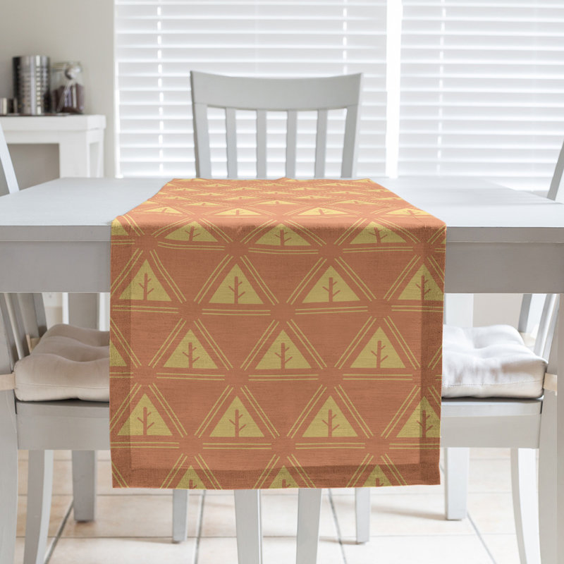 Chemin de table d’arbre minimaliste classic Barbra, 16 po x 90 po, Orange clair / doré