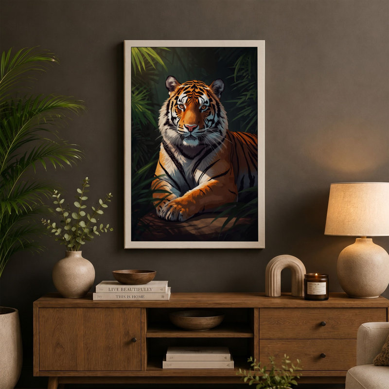 Jungle Sentinel Rustic - Wrapped Canvas, 36x24 - 91.4 x 61.0 cm, Black Border