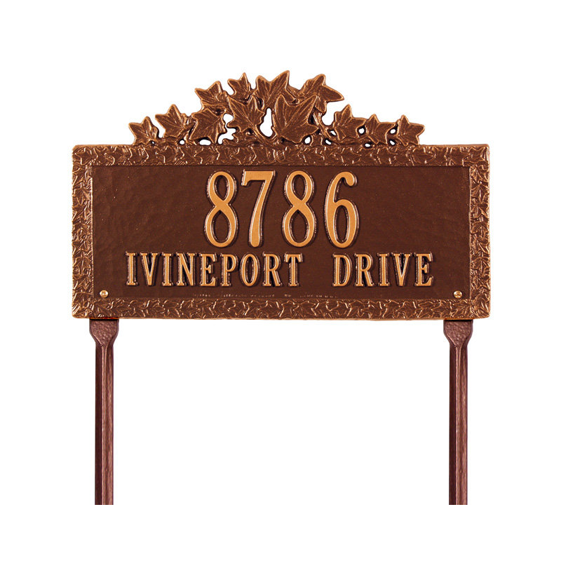 Ivy 2-Line Lawn Address Sign, Antique Copper, Yes