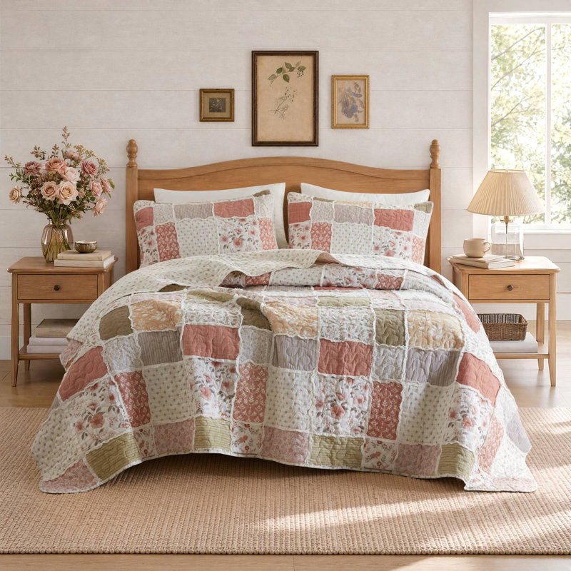 Marigold 3pcs Ruffled Cotton Coverlet Mini Set, King/Cal King