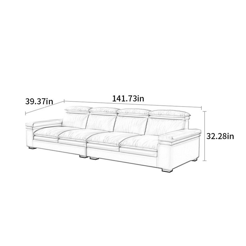Canapé moderne simple de style crème, H 32,28 po x l 141,73 po x P 39,37 po, 6