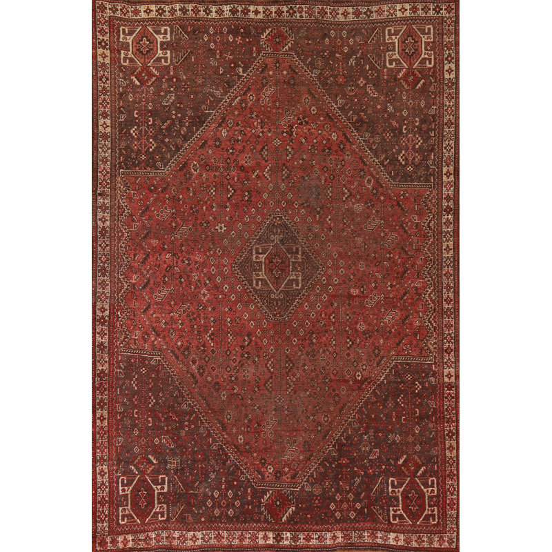 Tapis traditionnel pré-1900 à teinture végétale antique 6 x 8