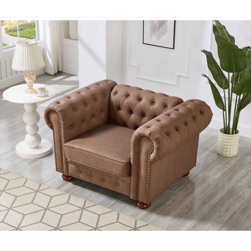 Fauteuil Chesterfield Modern, Brun