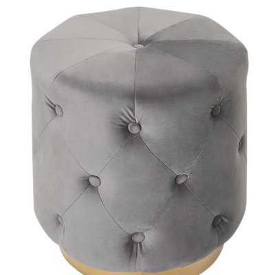 Layne 40cm Wide Tufted Round Solid Colour Pouffe Ottoman