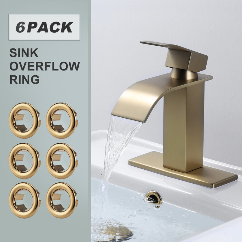 6Pcs Overflow Ring, Bathroom Sink Hole Trim Cover In Polished Chrome, Brushed Gold
