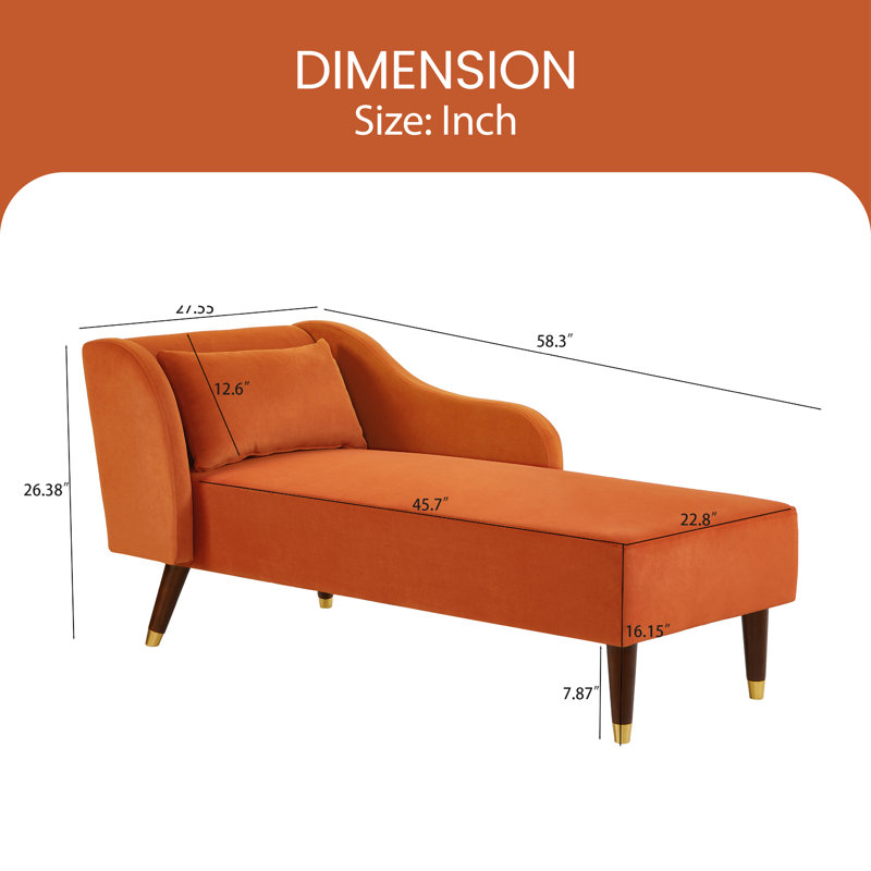 Revêtement en velours de chaise longue Modern, Velours orange