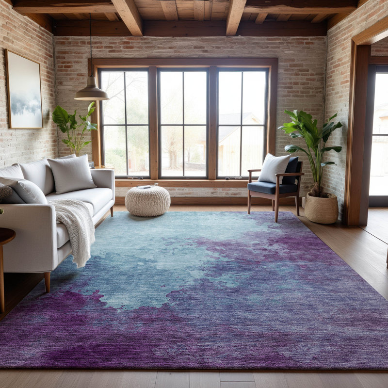 Premium Machine Washable Ducote AMF1138 Watercolors Rug, Rectangle 10 pi x 14 pi