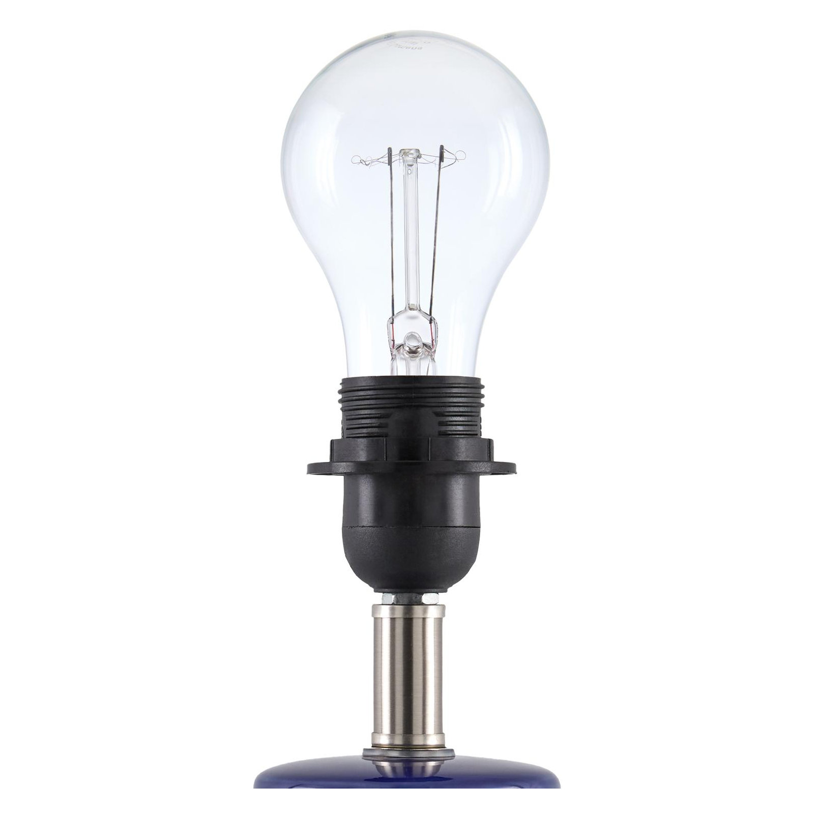 Momsen Scallop Shade Lamp, 15"" H x 8"" W x 8"" D, White Twill, Navy